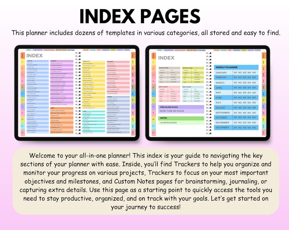 All-in-One Digital Planner 2025 2026 2027, Hyperlink Digital Planner, Daily Weekly Monthly Journal, Goodnotes Planner, Apple Google Calendar