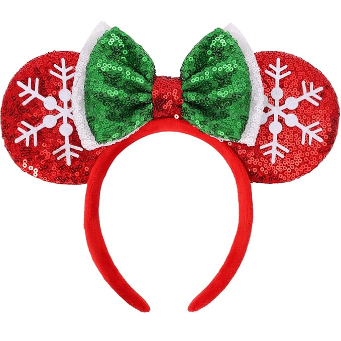 Mouse Ears Headbands, Sequin Mouse Ears for Women Girls Boys, Shiny Bow Headband for Cosplay Party Decorations Hair Accessories