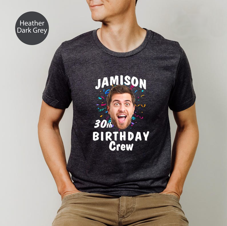 Custom Birthday Photo Name Shirt, Personalized Photo Birthday Party Tee, Birthday Gift, Custom Face Birthday Tshirt, Birthday Face Name Tee | Schmidtstees