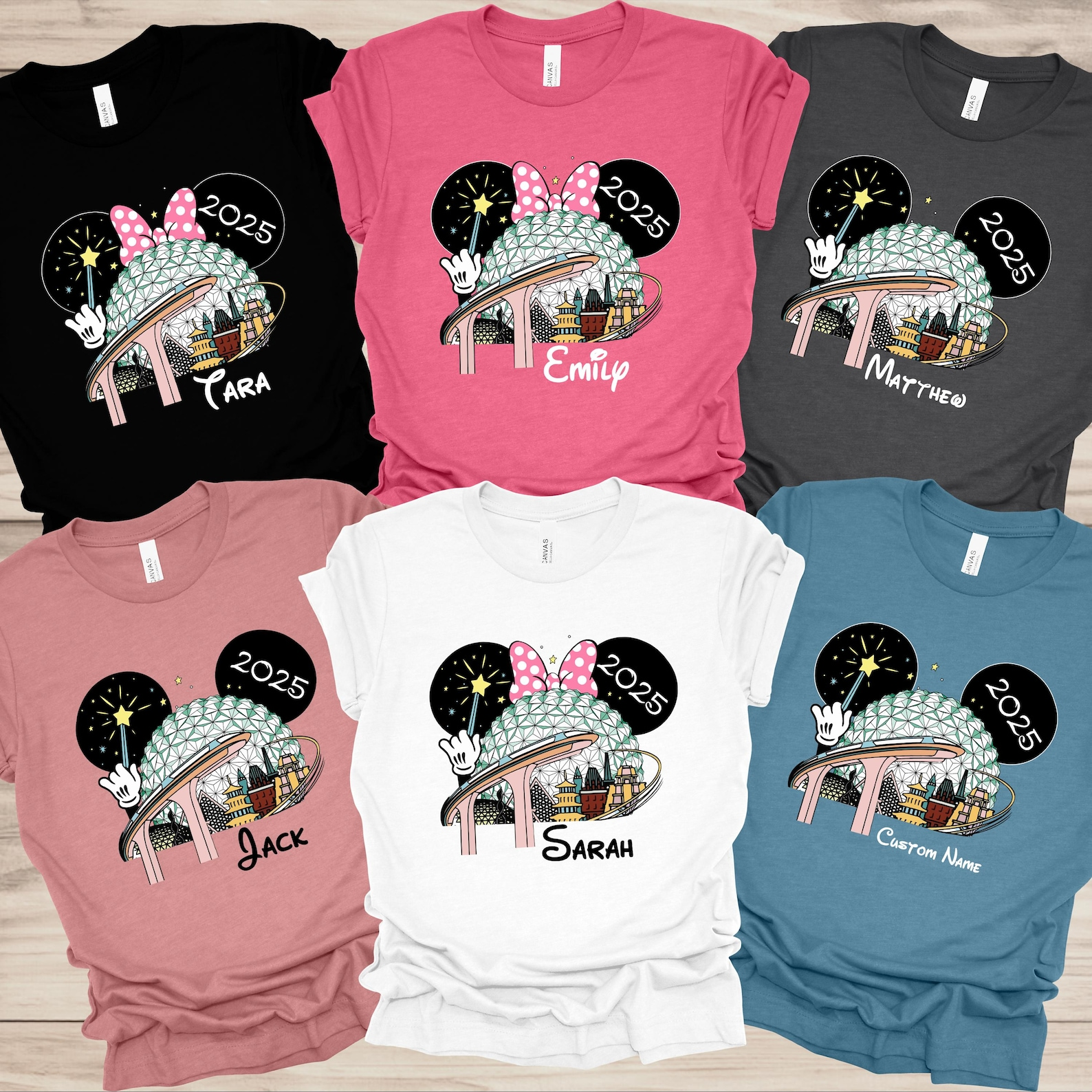 Custom Disney Epcot 2025 Shirt, Disney Epcot Matching Shirt, Disney Family Matching Shirt, Disney Epcot Name Shirt, World Traveler Shirt  schmidtstees