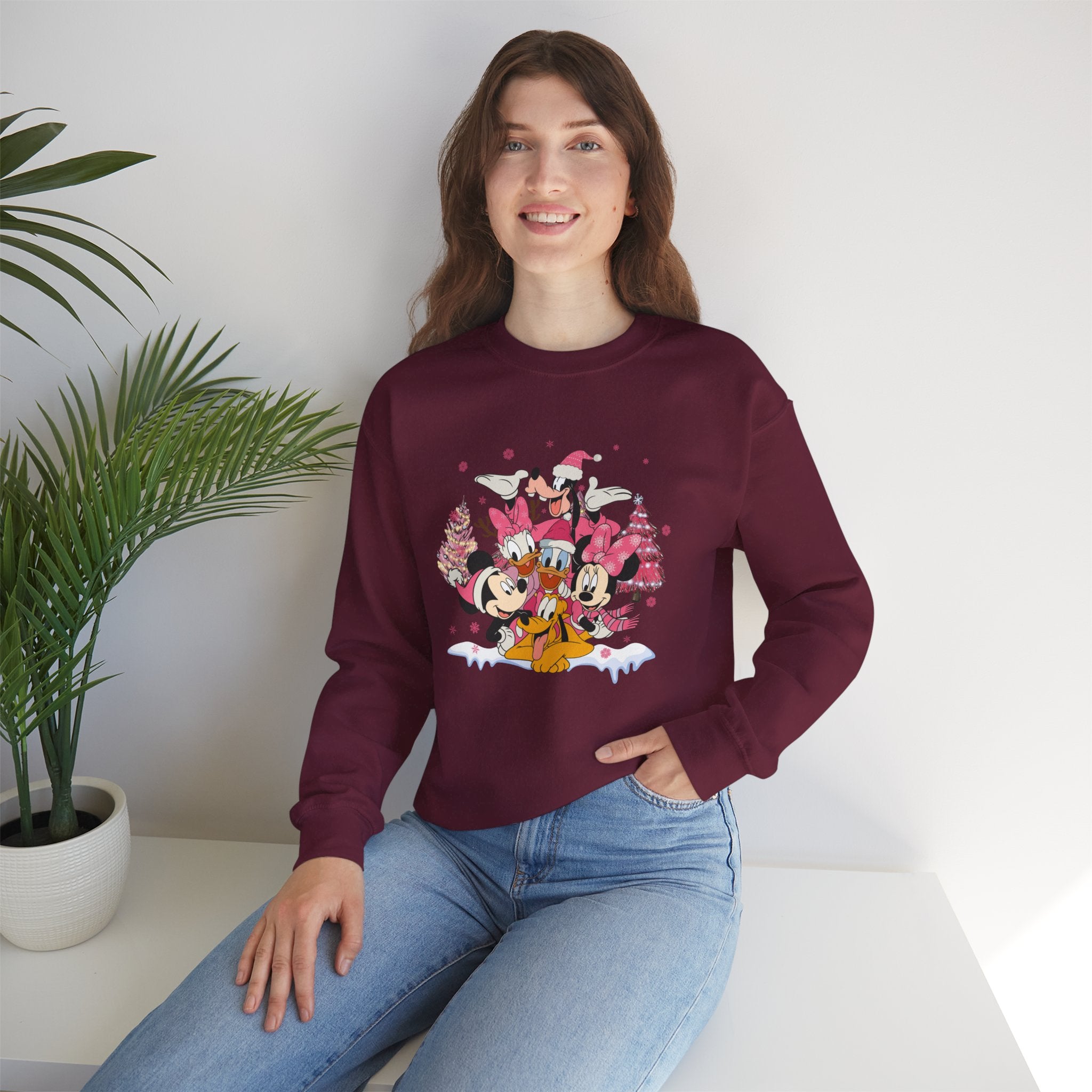 Custom Disney Sweatshirts | Disney Christmas Friends Sweatshirt – Mickey Minnie Goofy Donald Daisy Holiday Crewneck