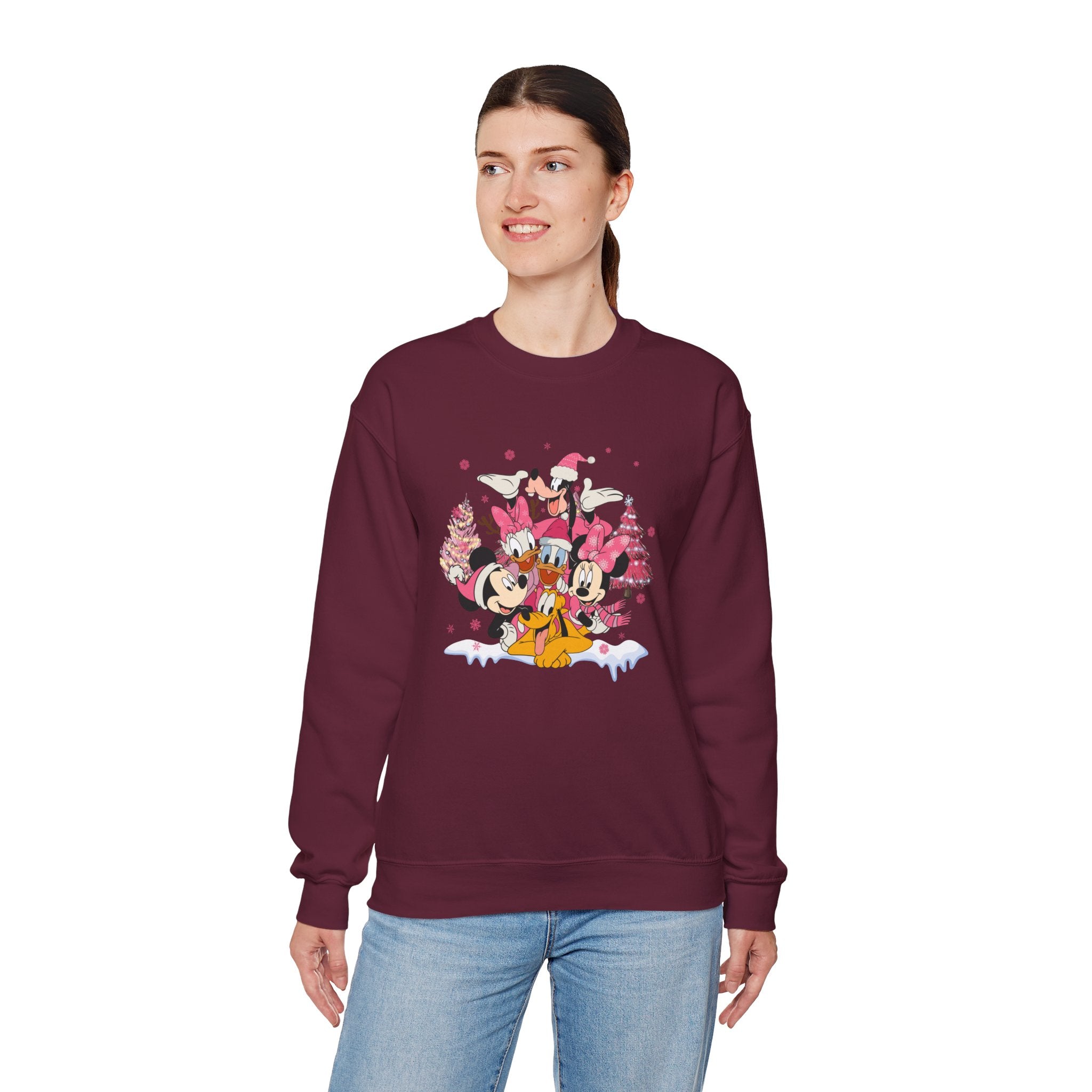 Custom Disney Sweatshirts | Disney Christmas Friends Sweatshirt – Mickey Minnie Goofy Donald Daisy Holiday Crewneck