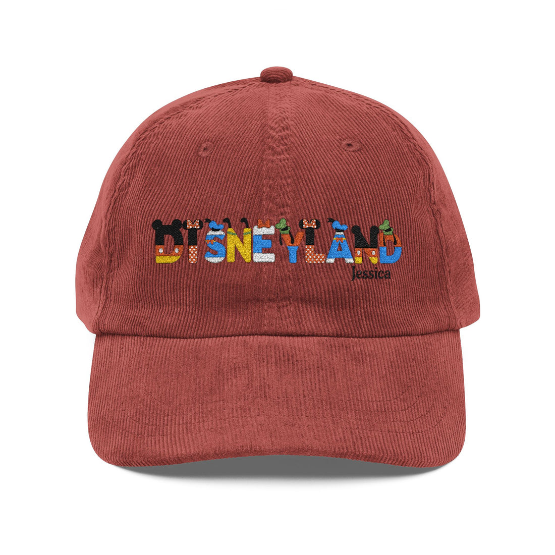 Disney Character Font Custom Name Corduroy Cap, Personalized Disneyland Embroidered Hat, Vintage Disney Font Hat, Custom Text Disney Cap, Embroidered Disneyland Gift
