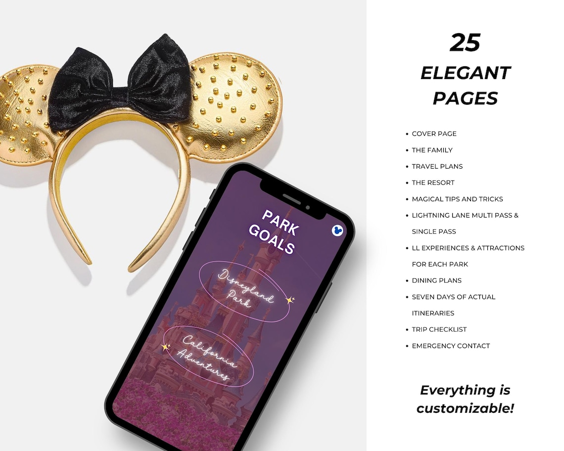 Disneyland Vacation Travel Digital Itinerary, Family Travel, Travel Agent Agency, Trip Itinerary, Disney Mobile Itinerary, Travel Guide
