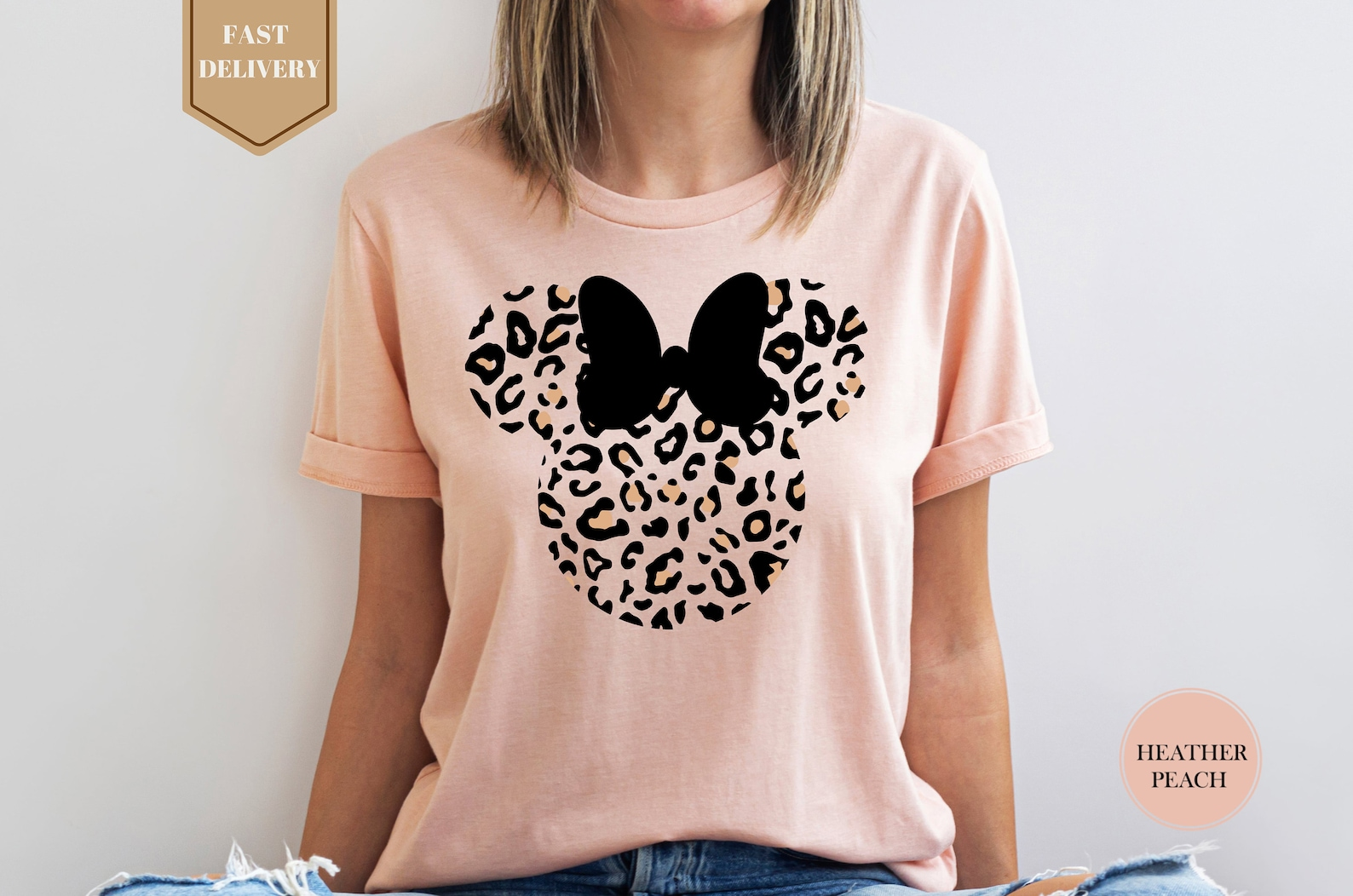 Leopard Print Minnie Mouse Shirt, Cute Disney Mom Shirt, Leopard Minnie Ear Shirt, Leopard Women's Shirt, Disney Family Vacation Shirts  Schmidtstees