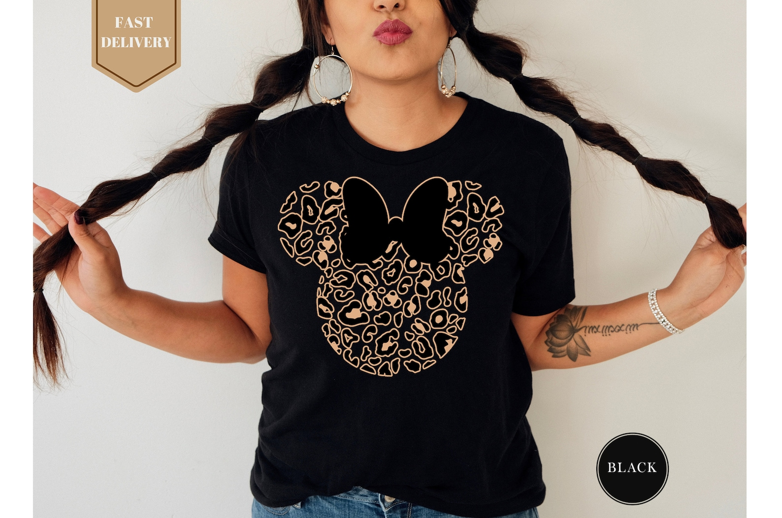 Leopard Print Minnie Mouse Shirt, Cute Disney Mom Shirt, Leopard Minnie Ear Shirt, Leopard Women's Shirt, Disney Family Vacation Shirts  Schmidtstees