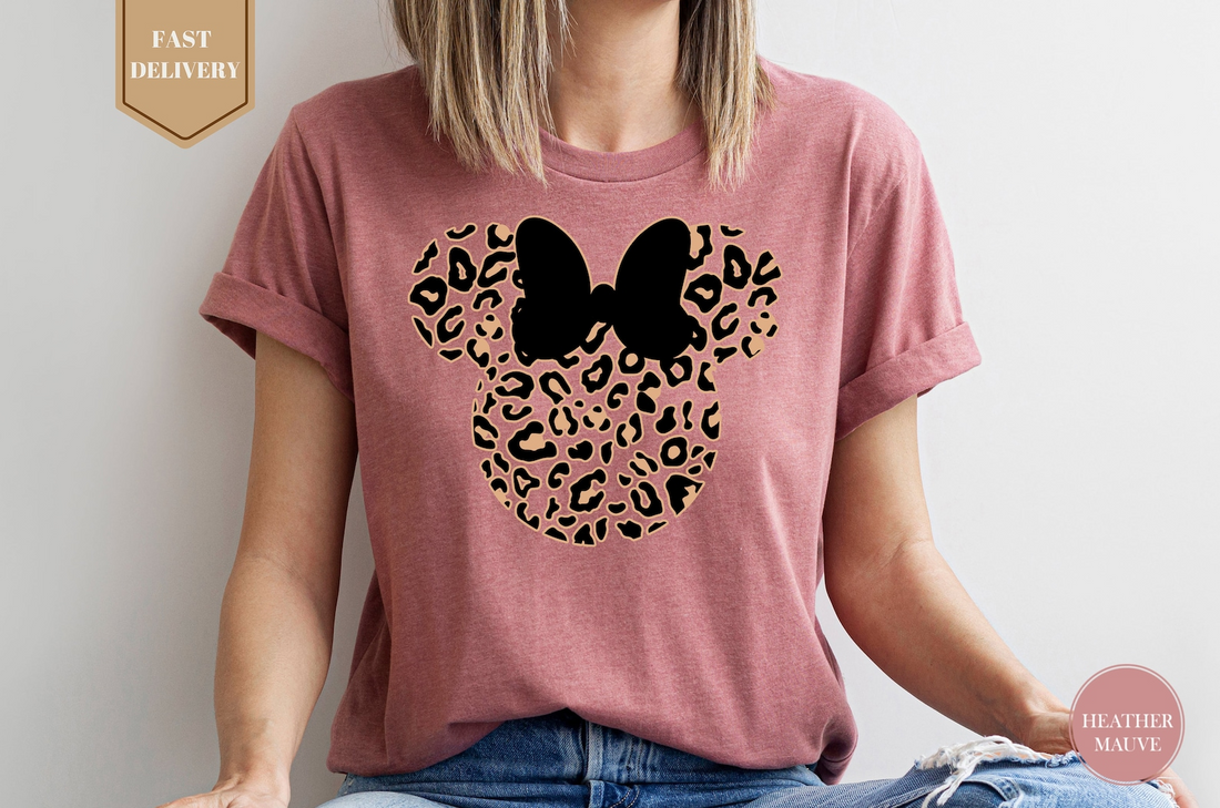 Leopard Print Minnie Mouse Shirt, Cute Disney Mom Shirt, Leopard Minnie Ear Shirt, Leopard Women's Shirt, Disney Family Vacation Shirts  Schmidtstees