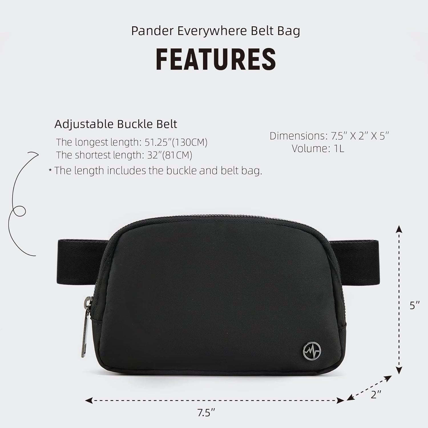 Pander Cross Body Fanny Pack for Women, Fashion Waist Packs, Crossbody Bags, Belt Bag with Adjustable Strap (Black)