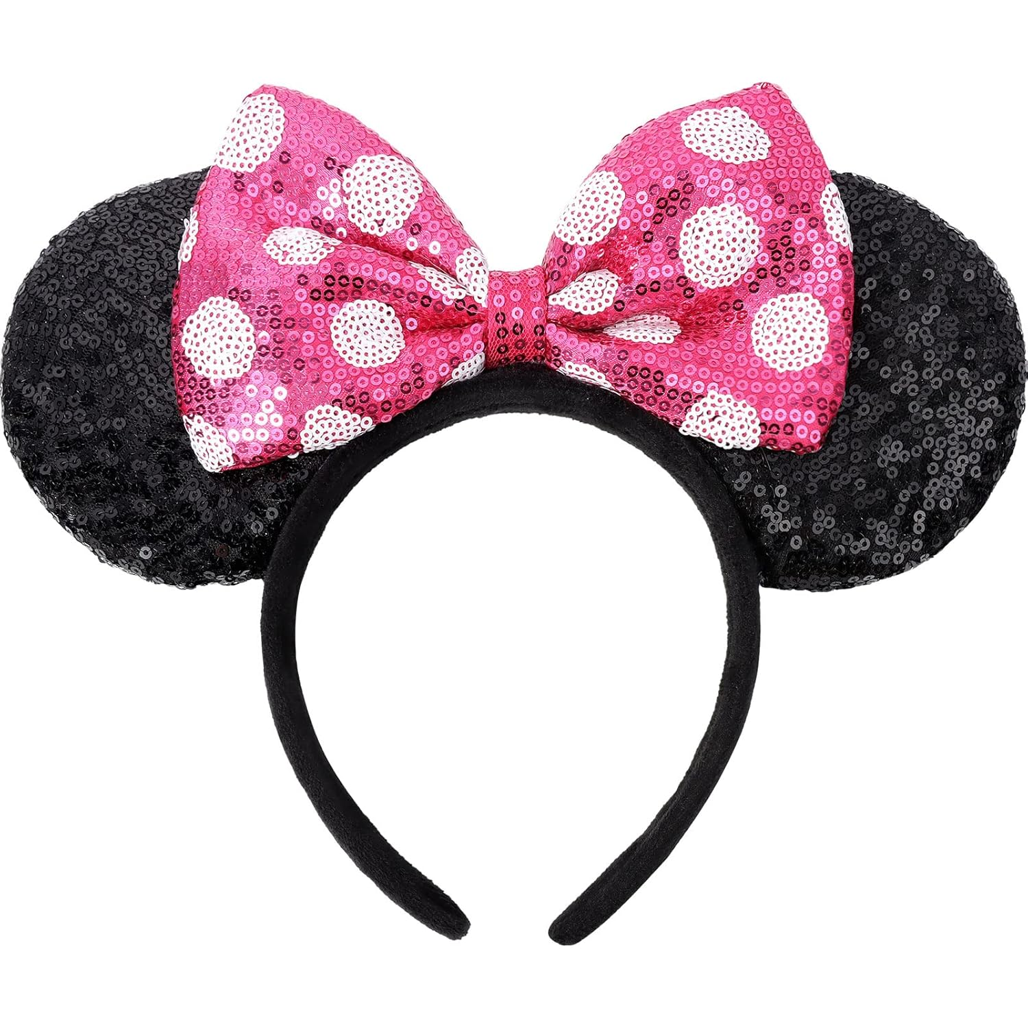 Mouse Ears Headbands, Sequin Mouse Ears for Women Girls Boys, Shiny Bow Headband for Cosplay Party Decorations Hair Accessories