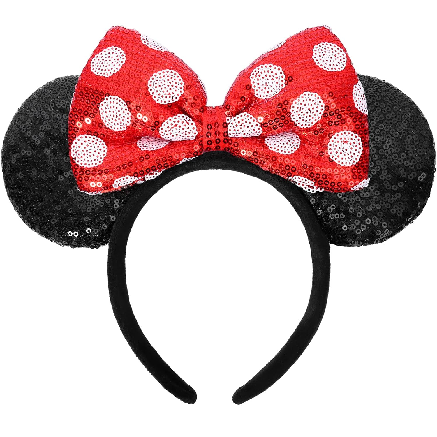 Mouse Ears Headbands, Sequin Mouse Ears for Women Girls Boys, Shiny Bow Headband for Cosplay Party Decorations Hair Accessories
