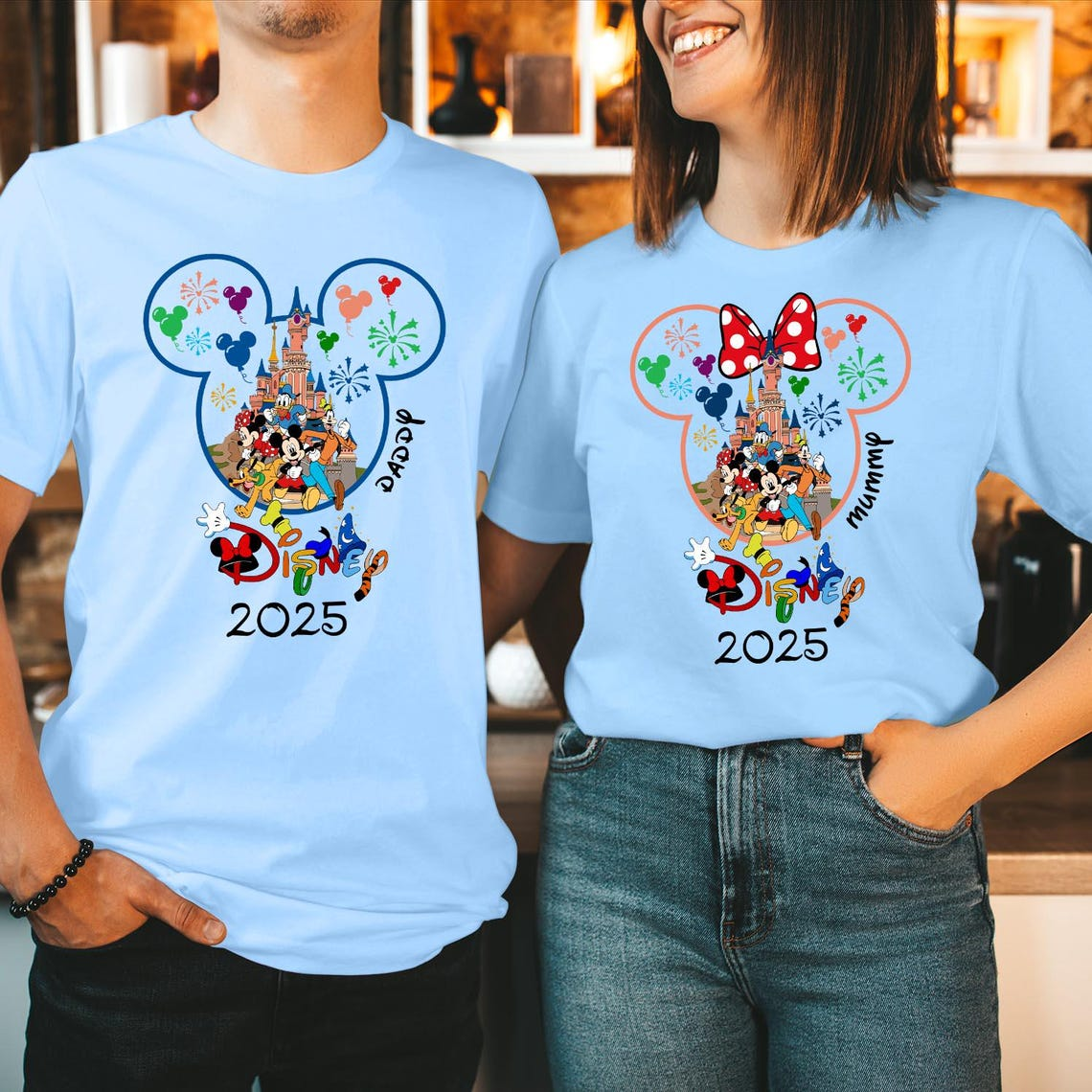 T-SHIRT (3206) Personalised Disney Family Holiday Tour 2025 Family Trip Summer Vacation Tops Mickey Minnie Disneyland Matching Gift T Shirts