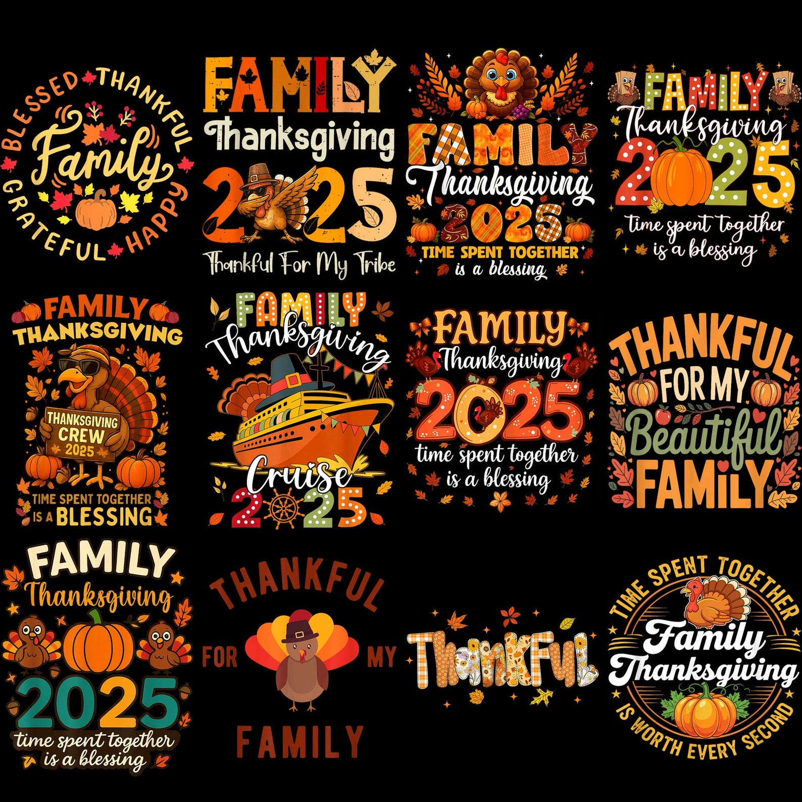 Thanksgiving Shirt | Turkey Day Tee | Fall Harvest T-Shirt | Family Matching Thanksgiving Outfit | Cute Autumn Graphic Tee | Thankful Grateful Blessed Shirt