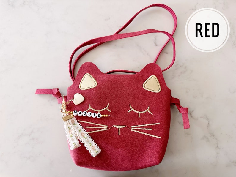Toddler Girls Personalized Suede Cat Kitty Handbag First Purse Kids Baby Birthday Princess Flower Girl Graduation 4, 5, 6 Year Old Gift