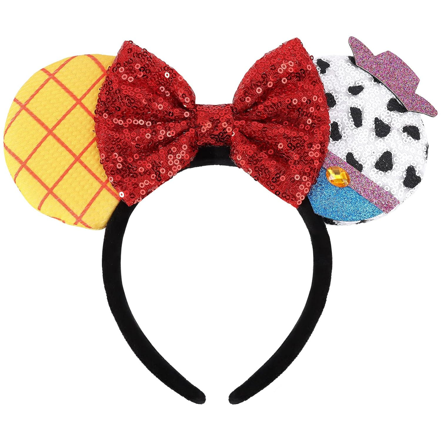 Mouse Ears Headbands, Sequin Mouse Ears for Women Girls Boys, Shiny Bow Headband for Cosplay Party Decorations Hair Accessories