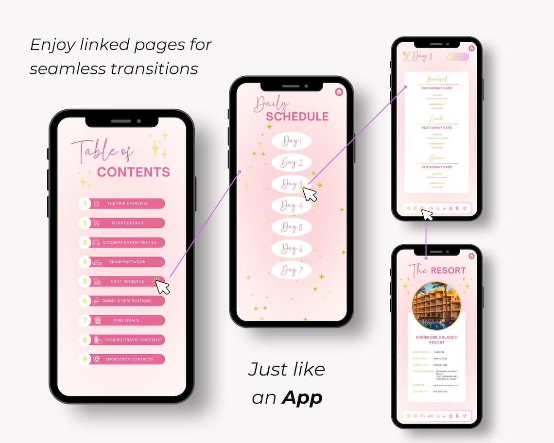 WDW Vacation Travel Digital Itinerary, Family Travel, Travel Agent Agency, Trip Itinerary, WDW Mobile Itinerary, Travel Guide, Canva