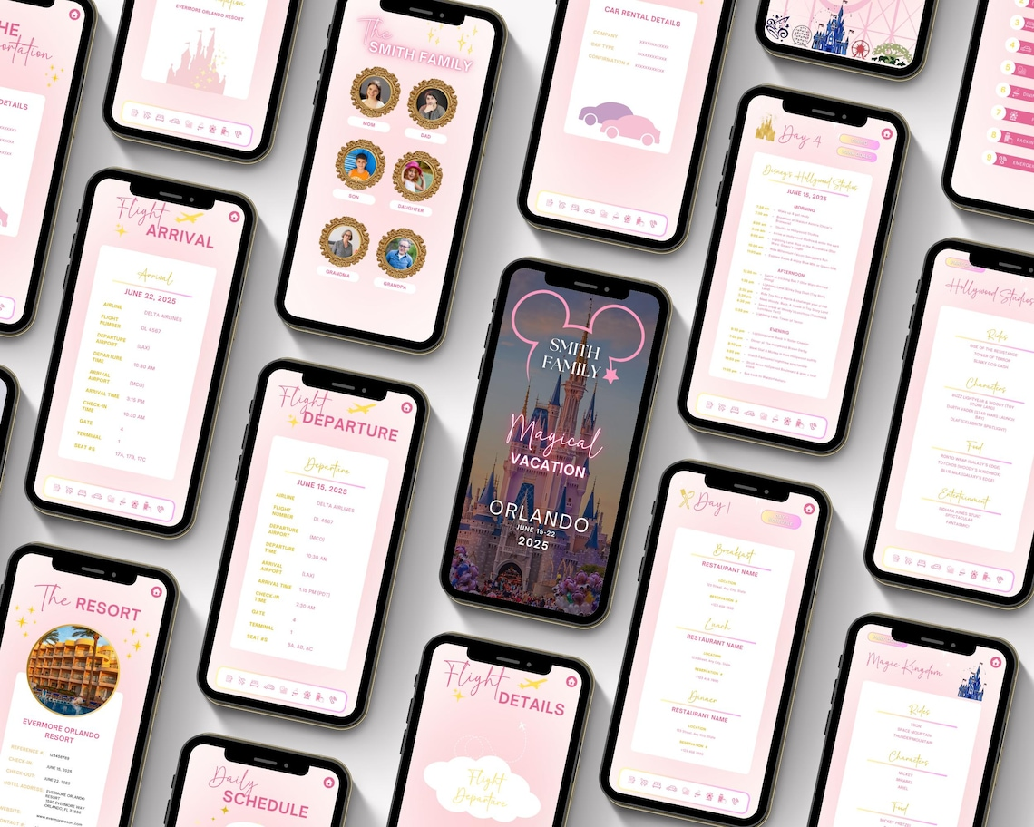 WDW Vacation Travel Digital Itinerary, Family Travel, Travel Agent Agency, Trip Itinerary, WDW Mobile Itinerary, Travel Guide, Canva